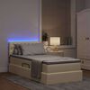 vidaXL Opbergbed met LED met matras met LED Cr&egrave;me 100 x 200 cm Stof