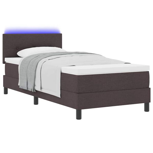vidaXL Boxspring bed met matras met LED Donkerbruin 100 x 200 cm Stof