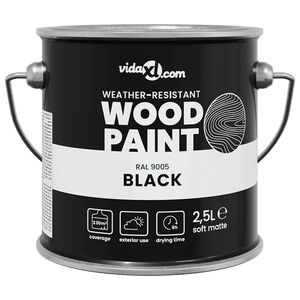 vidaXL Houtverf Zwart 2,5 L Wandprint