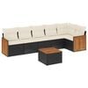 vidaXL 7-delige Loungeset met kussens poly rattan zwart