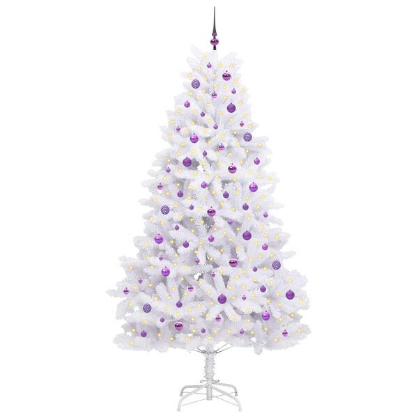 vidaXL Kunstmatige Inklapbare Kerstboom Wit 240 cm PVC en staal