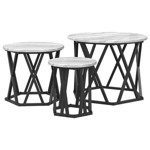 vidaXL Nestbare Bijzettafel 3 st Grijs Sonoma 53 x 53 x 40 cm