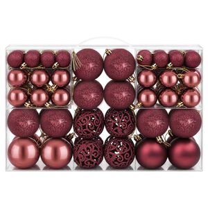 vidaXL Kerstballen 100 st 3/4/6 cm wijnrood