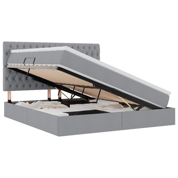 vidaXL Opslag bed met matras Lichtgrijs 180 x 200 cm Polyester