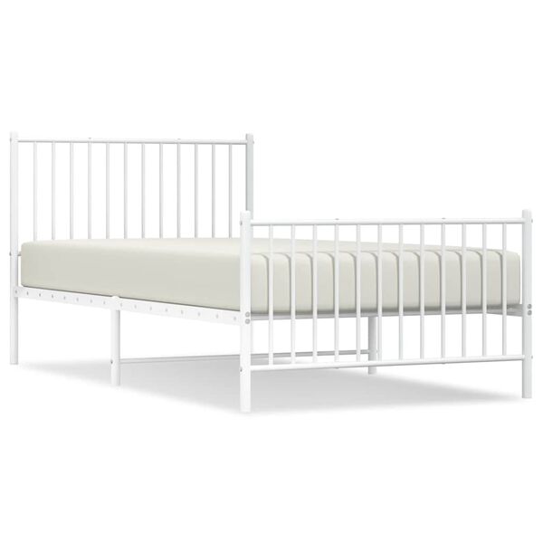 vidaXL Bedframe met hoofd- en voeteneinde metaal wit 100x200 cm