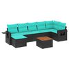 vidaXL 8-delige tuinbankset met kussens, zwart polyrotan