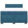 vidaXL Boxspring met matras fluweel donkerblauw 140x200 cm