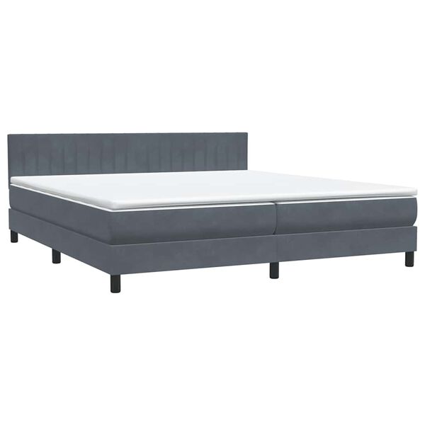 vidaXL Boxspring met matras fluweel donkergrijs 180x210 cm