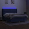 vidaXL Boxspring met matras en LED stof blauw 160x200 cm