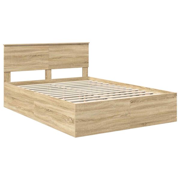 vidaXL Bedframe met hoofdeinde Sonoma Eiken 150 x 200 cm Bewerkt hout