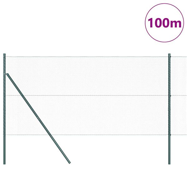 vidaXL Afrasteringspaal Groen 100 x 1,2 m (13 mm gaas) Staal en PVC