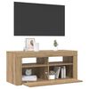 vidaXL Tv-meubel met LED 90x35x40 cm bewerkt hout artisanaal eiken