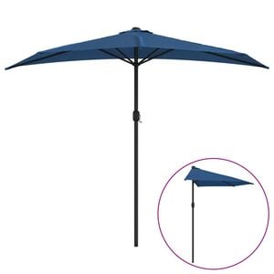 vidaXL Balkonparasol half met aluminium paal 270x144x222 cm blauw
