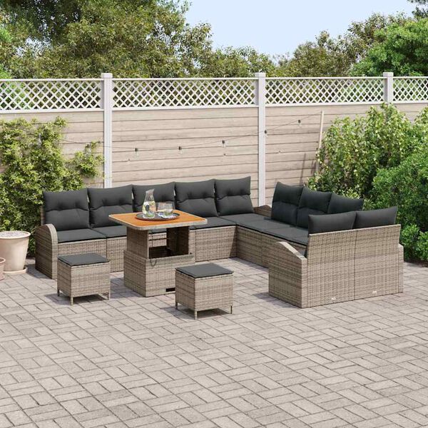 vidaXL Tuin Sofa Set met kussen met opslag met kussen 13 pcs Grijs