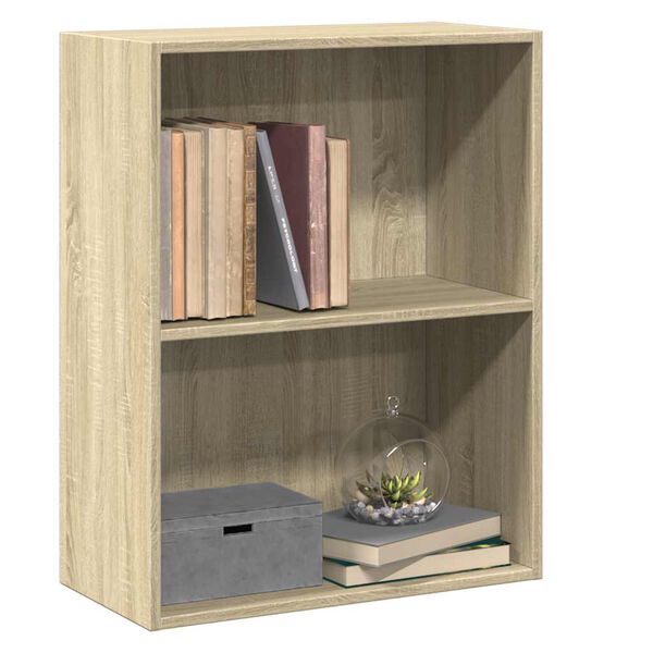 vidaXL Boekenkast 2 schappen 60x30x76,5 cm bewerkt hout sonoma eiken