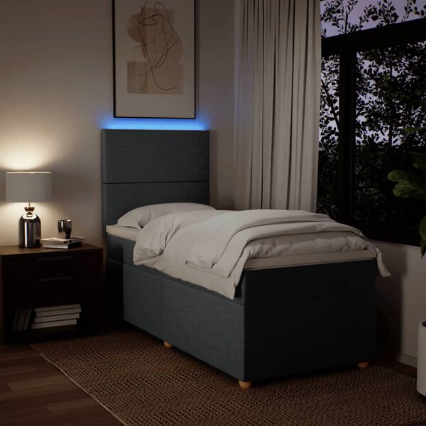 vidaXL Boxspring met matras stof donkergrijs 90x190 cm