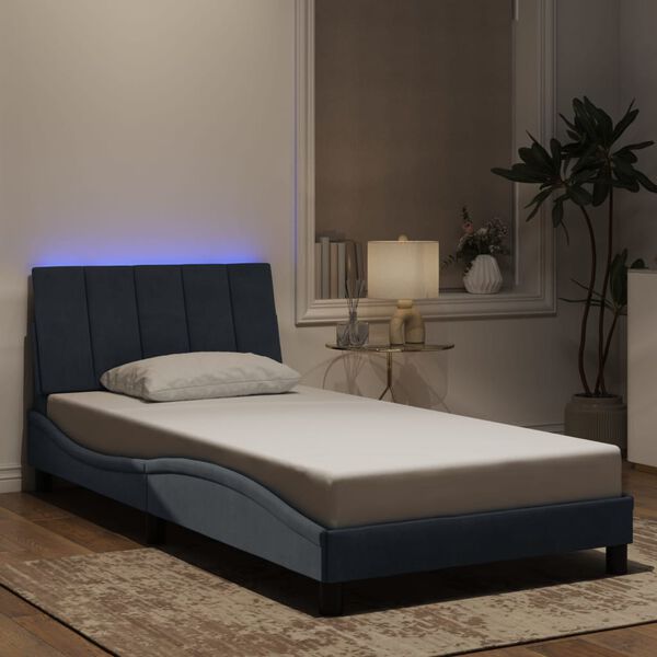 vidaXL Bedframe met LED zonder matras "Hanko" fluweel donkergrijs 100x203 cm