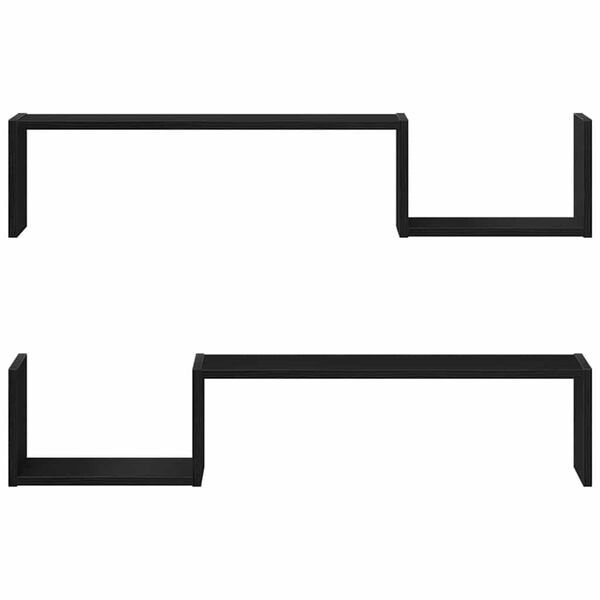 vidaXL Wandplank 2 pcs Zwart Eiken 100 x 15 x 20 cm Bewerkt hout