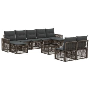 vidaXL Tuinbankenset 10 st Grijs en Donkergrijs poly rattan