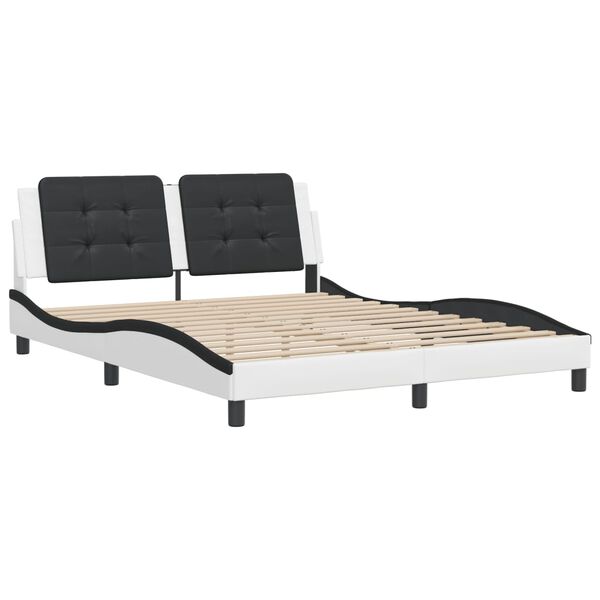 vidaXL Bedframe zonder matras "Zadar" kunstleer zwart en wit 160x200 cm