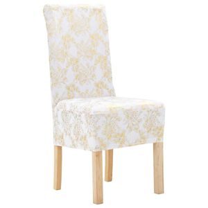 vidaXL Stoelhoezen 6 st recht stretch wit met gouden opdruk