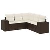 vidaXL 5-delige Loungeset met kussens poly rattan bruin
