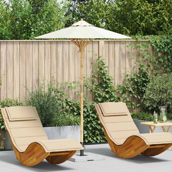 vidaXL Tuinparasol Cr&egrave;me Wit &Oslash; 270 x 260 cm Bamboe