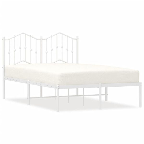vidaXL Bedframe met hoofdbord metaal wit 120x190 cm