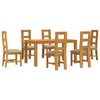 vidaXL Eetkamerset 7 st Beige Massief Eikenhout