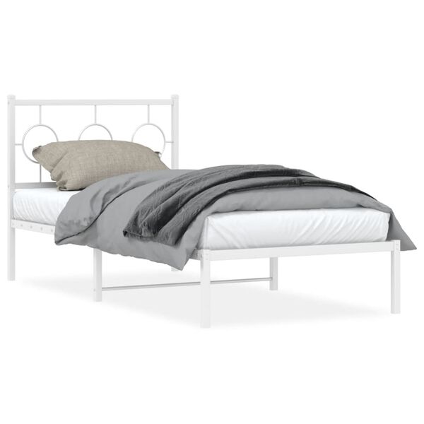 vidaXL Bedframe met hoofdbord metaal wit 90x190 cm