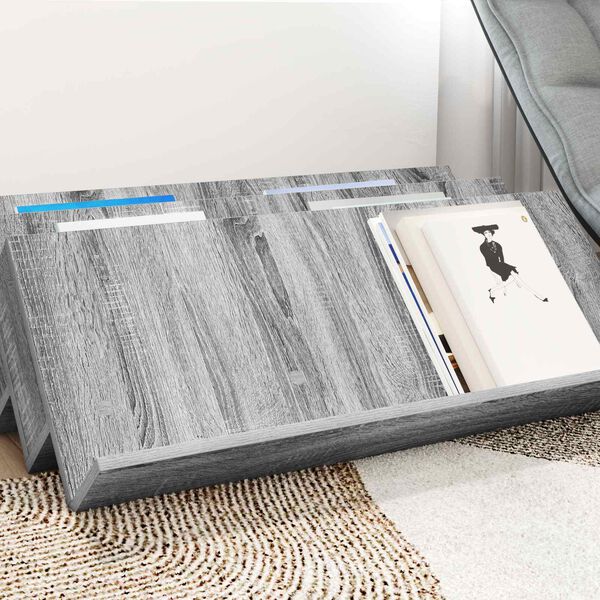 vidaXL Tijdschrift Rek Grijs Sonoma 90 x 53 x 28,5 cm Bewerkt hout