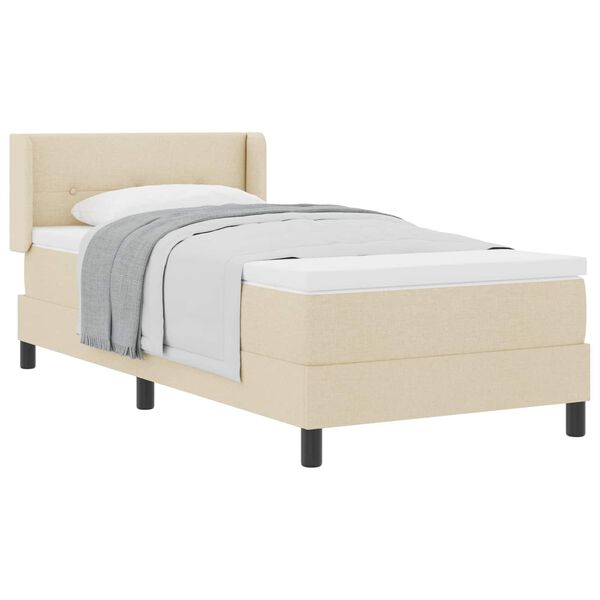vidaXL Boxspringbed met matras Cr&egrave;me 200 x 90 cm Polyester