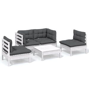 vidaXL 5-delige Loungeset met kussens massief grenenhout