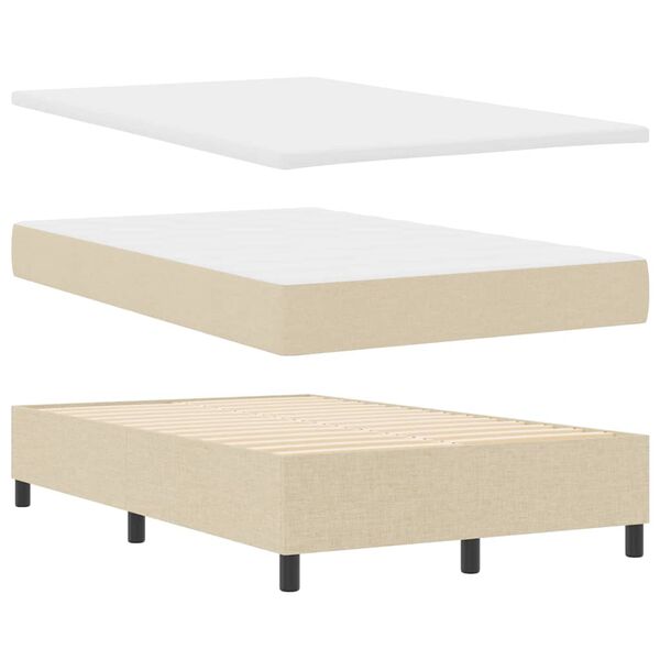 vidaXL Boxspringbed met matras met hoofdeinde Cr&egrave;me 120 x 190 cm Stof