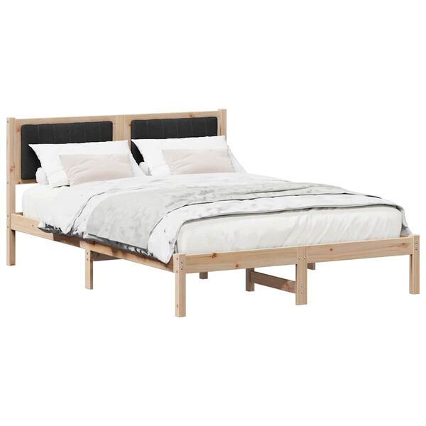 vidaXL Bedframe met Gevoerd Hoofdgedeelte Zwart 120 x 190 cm