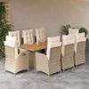 vidaXL 9-delige Tuinset met kussens poly rattan beige