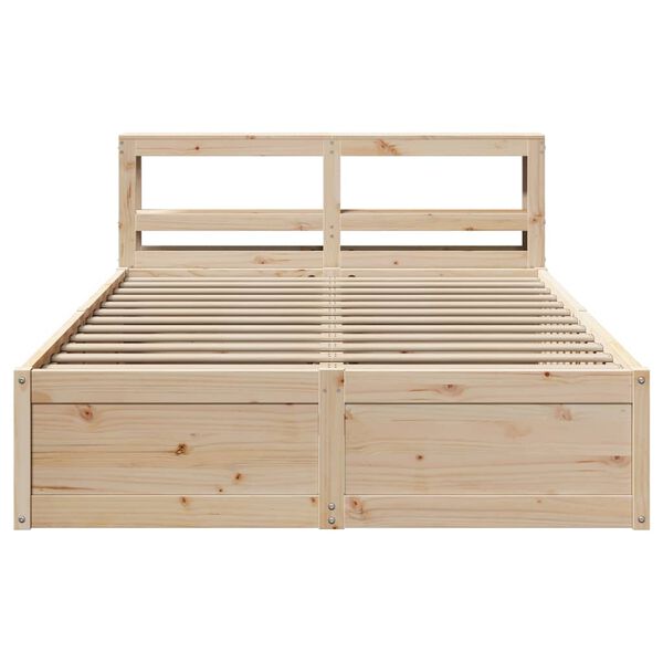 vidaXL Bedframe met hoofdbord massief grenenhout 140x190 cm