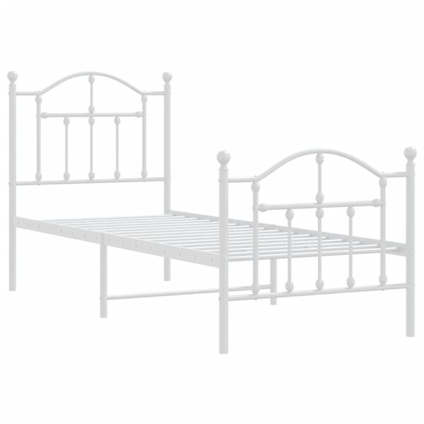 vidaXL Bedframe met hoofd- en voeteneinde metaal wit 75x190 cm