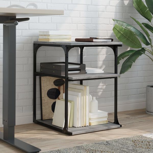 vidaXL Printerkastje 3-laags 43x48x64 cm bewerkt hout grijs sonoma