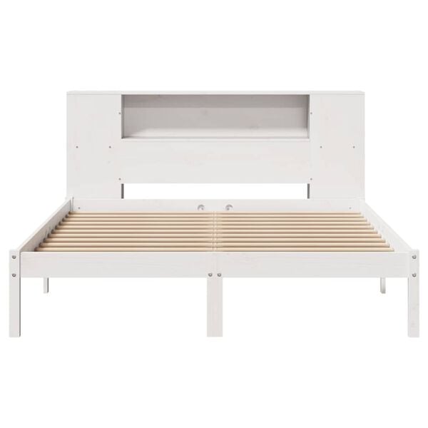 vidaXL Bed met boekenkast zonder matras grenenhout wit 140x200 cm