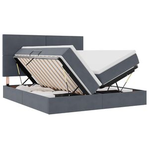vidaXL LED Opslagbed met Matras Donkergrijs 180 x 200 cm Fluweel