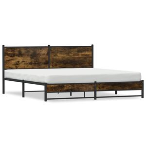 vidaXL Bedframe zonder matras metaal gerookt eikenkleurig 180x200 cm
