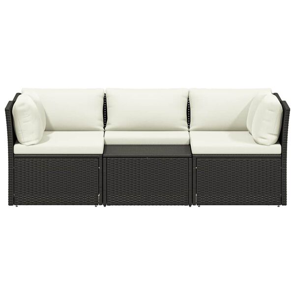 vidaXL 4-delige Loungeset met kussens poly rattan bruin