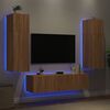 vidaXL 6-delige Tv-wandmeubelset met LED bewerkt hout sonoma eiken