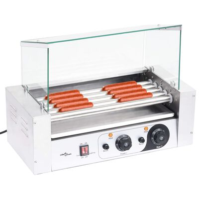 vidaXL Hotdog grill 5 rollers met glazen afdekking 1000 W