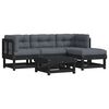 vidaXL 5-delige Loungeset met kussens massief hout zwart