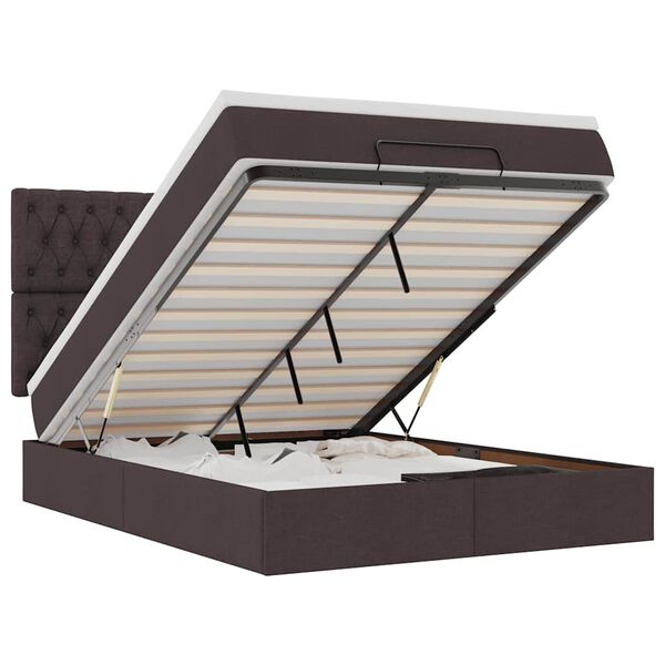 vidaXL Ottoman bed met matras 140x200cm stof donkerbruin