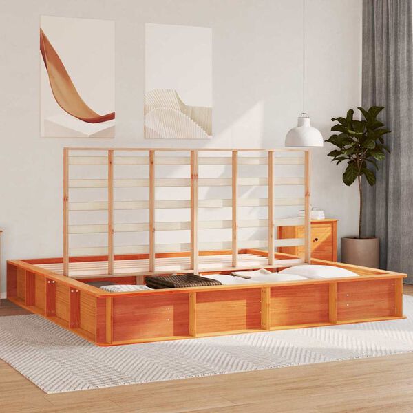 vidaXL Bedframe Wasbruin 180 x 200 cm Massief grenenhout