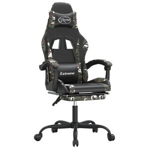 vidaXL Gamestoel met voetensteun kunstleer zwart en camouflage