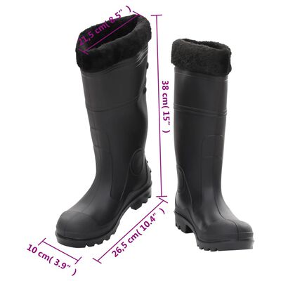 vidaXL Regenlaarzen met verwijderbare sokken maat 39 PVC zwart
